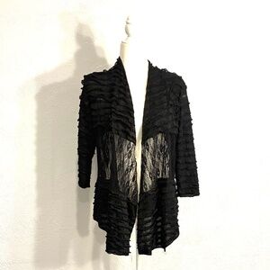 Lace Mesh with Ruffles Cardigan Jacket, Stretchy, Size M, 2/3 Sleeve, MOD'Land